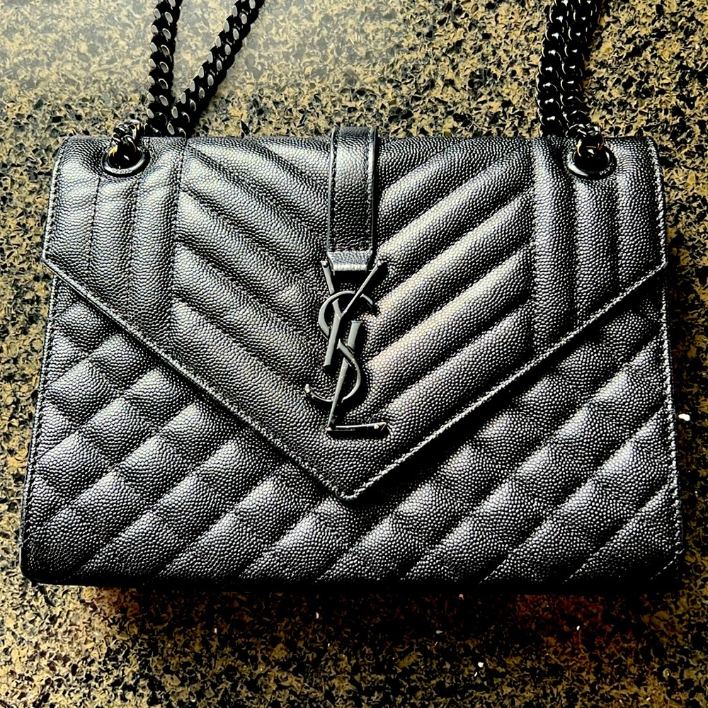 Authentic YSL envelope medium in all black